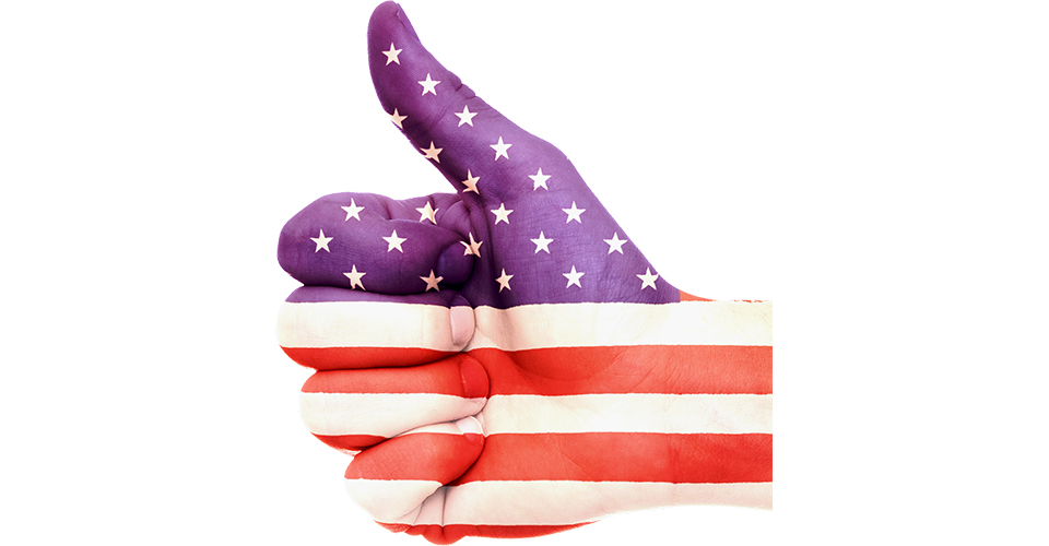 US flag thumbs up gesture